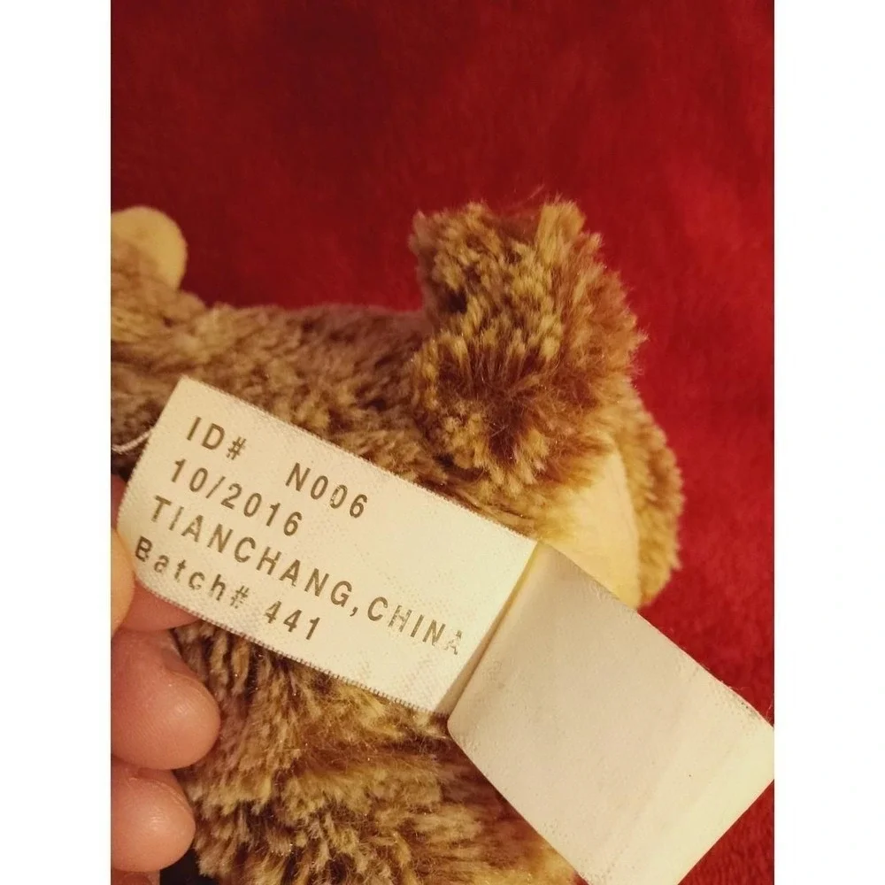Plush Kellytoy RETIRED Valentine Plush Stuffed Monkey Embroidered Heart on Foot